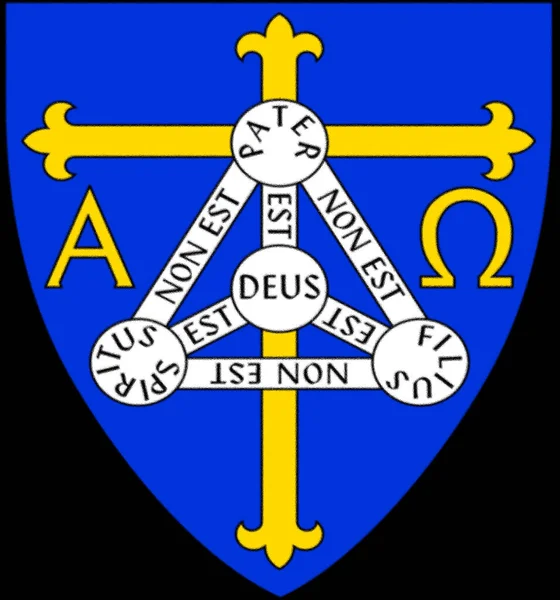 特立尼达圣公会教区的臂章包含数个基督教视觉符号 — 图库照片