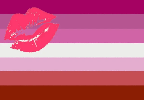 Flag Lipstick Lesbian Pride — Stock Photo, Image