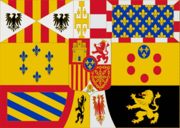 西班牙国王阿尔方塞十三世及其波旁王朝和巴登贝格王朝儿子胡安统治时期的西班牙君主纹章 1931 1975年 — 图库照片