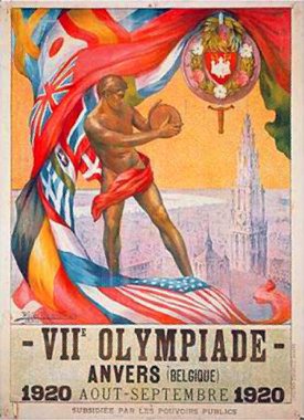 Banner of VII Olympic Summer Games in Antwerp, Belgium