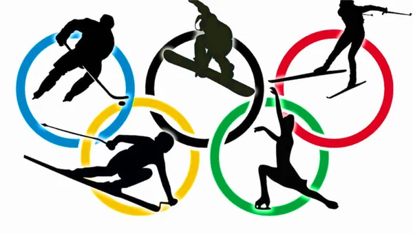 带有冬季运动的奥运会标志 — 图库照片