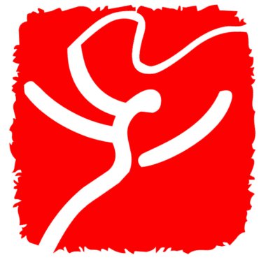 Red and white logotype of artistic gymnastics sport