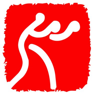 Red and white logotype of boxing sport