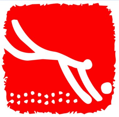Red and white logotype of beach volleyball sport
