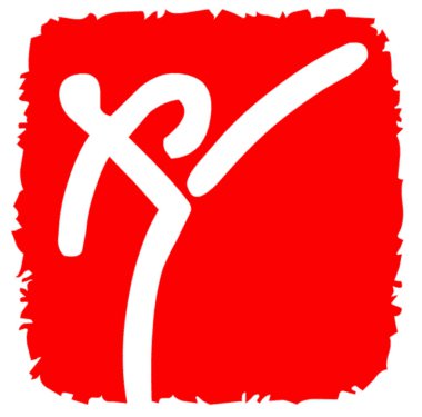 Red and white logotype of karate sport