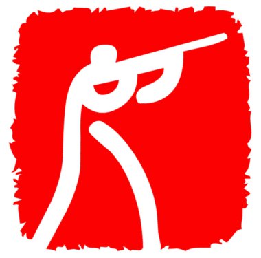 Red and white logotype of shooting sport