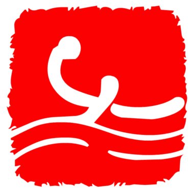 Red and white logotype of water polo sport