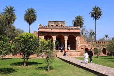 DELHI INDIA - 02 11 2023: Lodi Gardens, Yeni Delhi, Hindistan 'da bulunan bir şehir parkı. İçinde Mohammed Shah 'ın mezarı, Sikandar Lodi' nin mezarı, Shisha Gumbad ve Bara Gumbad var.