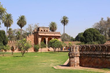 DELHI INDIA - 02 11 2023: Lodi Gardens, Yeni Delhi, Hindistan 'da bulunan bir şehir parkı. İçinde Mohammed Shah 'ın mezarı, Sikandar Lodi' nin mezarı, Shisha Gumbad ve Bara Gumbad var.