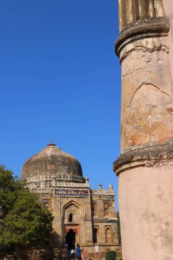 DELHI INDIA - 02 11 2023: Lodi Gardens, Yeni Delhi, Hindistan 'da bulunan bir şehir parkı. İçinde Mohammed Shah 'ın mezarı, Sikandar Lodi' nin mezarı, Shisha Gumbad ve Bara Gumbad var.