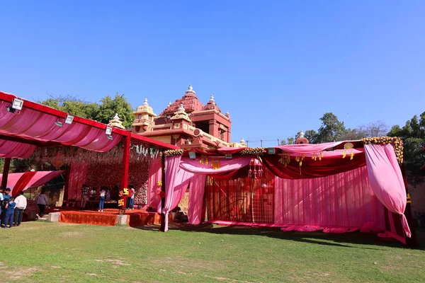Delhi India 2023 Decoración Tradicional India Boda Rosa — Foto de Stock