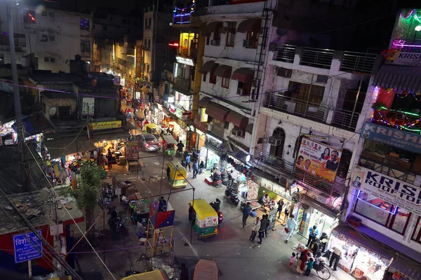 Delhi India 2023 Main Bazar Tooti Chowk New Delhi Nachts — Stockfoto