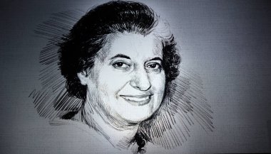 Indira Gandhi 'nin siyah beyaz portresi