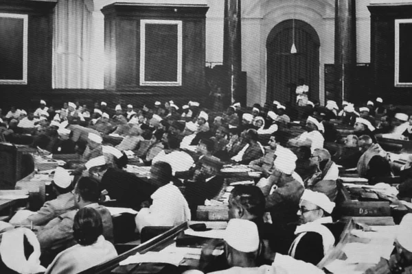 Historische Zwart Wit Foto Van Het Indiase Parlement — Stockfoto