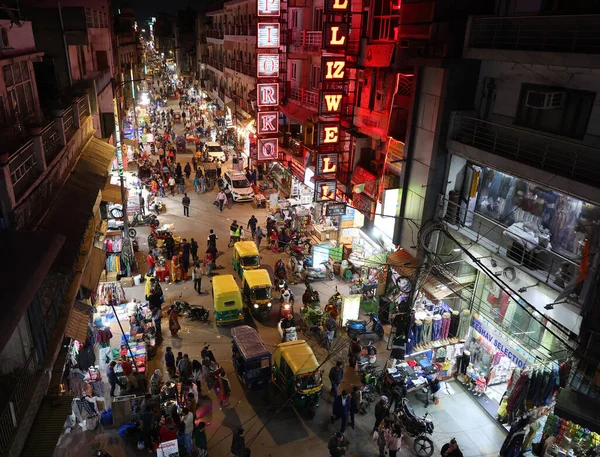 stock image DELHI INDIA - 02 11 2023: Main Bazar, Tooti Chowk, New Delhi at night 