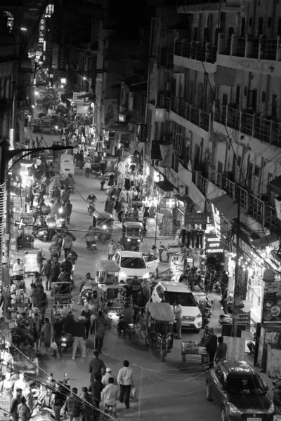 Delhi India 2023 Main Bazar Tooti Chowk Nova Deli Noite — Fotografia de Stock