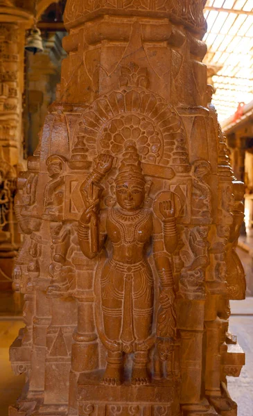 Jaisalmer Rajasthan India 2023 Sculpture Danseur Apsara Dans Temple Bouddhisme — Photo