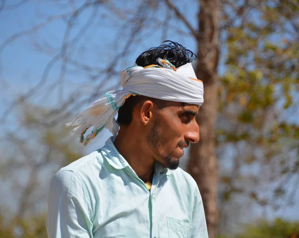 Rural Rajasthan India 2023 Retrato Del Hombre Indio Los Indios — Foto de Stock