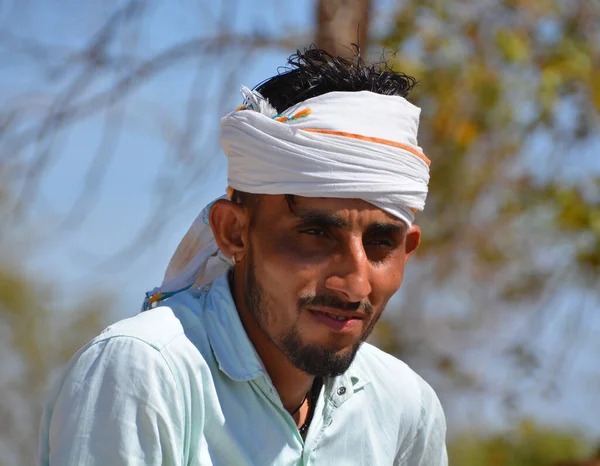 Rural Rajasthan India 2023 Портрет Індійського Чоловіка Індійського Або Індійського — стокове фото