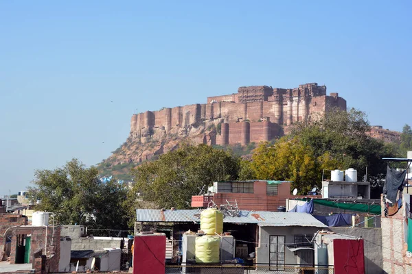 Jodhpur Rajasthan India 2023 Vista Superior Del Fuerte Mehrangarh Con —  Fotos de Stock