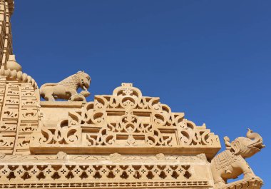 JAISALMER RAJASTHAN INDIA - 02: 13 2023: Lodurva Jain Temple, Rajasthan 'daki Jaisalmer yakınlarındaki, 23. Tirthankara Parshvanatha' ya adanmıştır.
