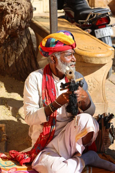 Jaisalmer Rajasthan India 2023 Street Musicians Begging Jaisalmer Fortress Rajasthan — Stock Photo, Image