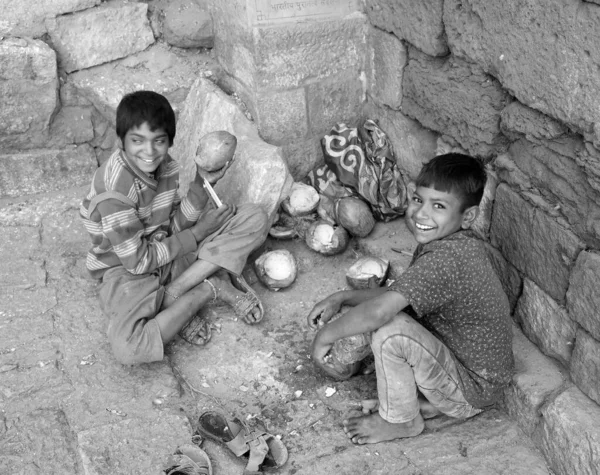 Jaisalmer Rajasthan Indien 2023 Nahaufnahme Arme Jungen Vom Land Lächeln — Stockfoto