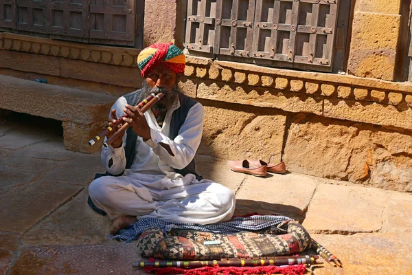 Jaisalmer Rajasthan India 2023 Gatumusiker Tigger Jaisalmer Fästning Rajasthan Staten — Stockfoto
