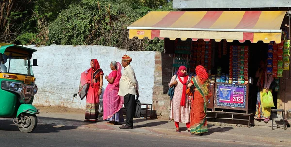 Rural Rajasthan India 2023 Rajasthani Women Wearing Colourful Indian Sarees — Stock Photo, Image