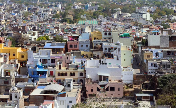 stock image UDAIPUR RAJASTHAN INDIA - 02 20 2023: Udaipur aerial panoramic view from Udaipur City Palace in Rajasthan state of India