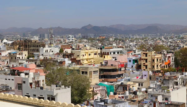 stock image UDAIPUR RAJASTHAN INDIA - 02 20 2023: Udaipur aerial panoramic view from Udaipur City Palace in Rajasthan state of India    