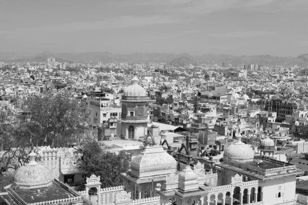 Udaipur Rajasthan India 2023 Vzdušný Panoramatický Výhled Udaipur City Palace — Stock fotografie