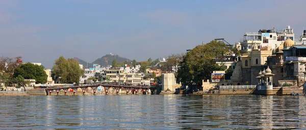 Удайпур Ястхан Индия 2023 Строительство Вдоль Береговой Линии Озера Пичола — стоковое фото