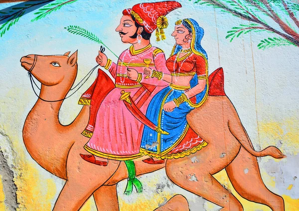 Stock image Traditional picture on building wall in India