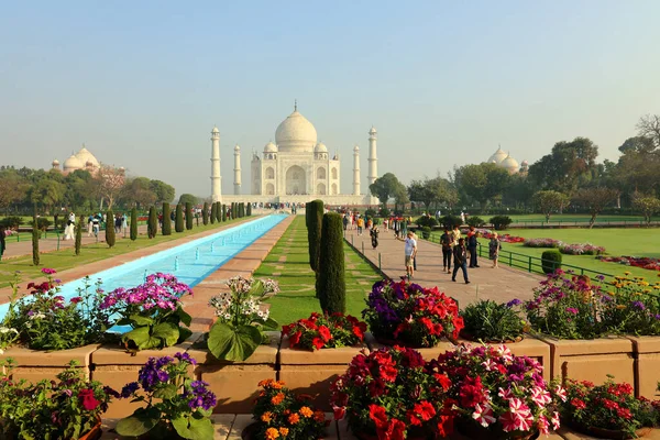 Taj Mahal Uttar Pradesh India 2023 Kilátás Taj Mahal Napkeltekor — Stock Fotó