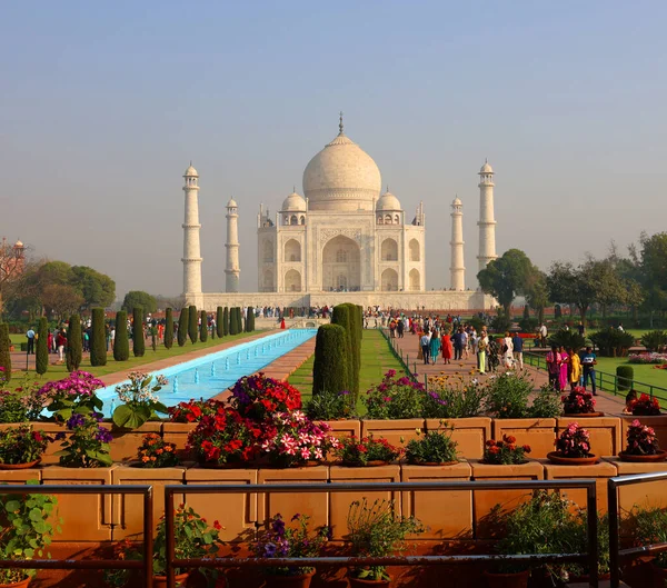 Taj Mahal Uttar Pradesh India 2023 Vista Taj Mahal Nascer — Fotografia de Stock