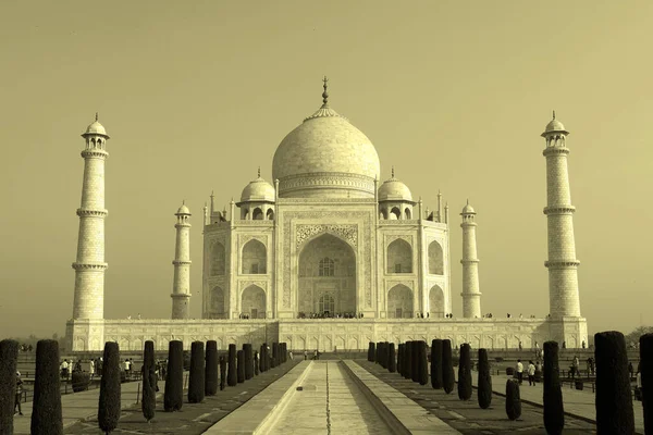 Taj Mahal Uttar Pradesh India 2023 日出时的泰姬陵是位于亚穆纳河右岸的一座象牙白色大理石陵墓 — 图库照片