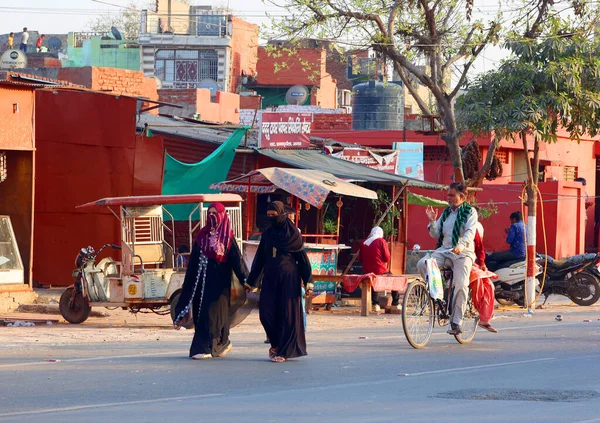 Agra Uttar Pradesh India 2023 Indian Muslim Women Colorful Black — Stock Photo, Image