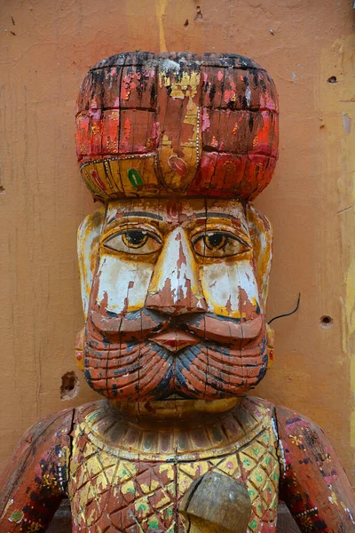 Jaipur Rajasthan India 2023 Statue Bois Vintage Maharaja Sortie Palais — Photo