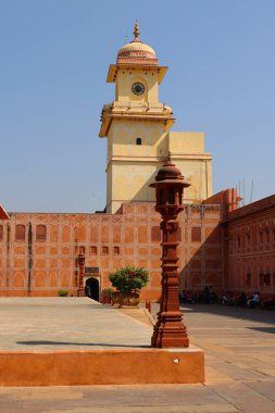 JAIPUR INDIA - 02 28 2023: Jaipur, Jaipur şehri ile aynı zamanda Jaipur Sarayı 'nın detayları, Maharaja Sawai Jai Singh II tarafından kurulmuştur.
