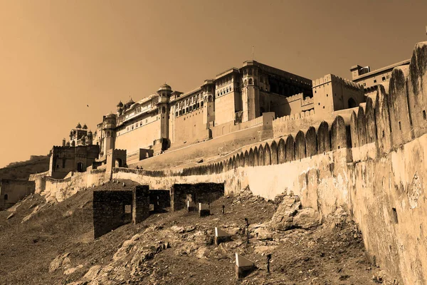 stock image AMBER RAJASTHAN INDIA - 02 27 2023: Amber fort were founded by ruler Alan Singh Chanda of Chanda dynasty of Meenas