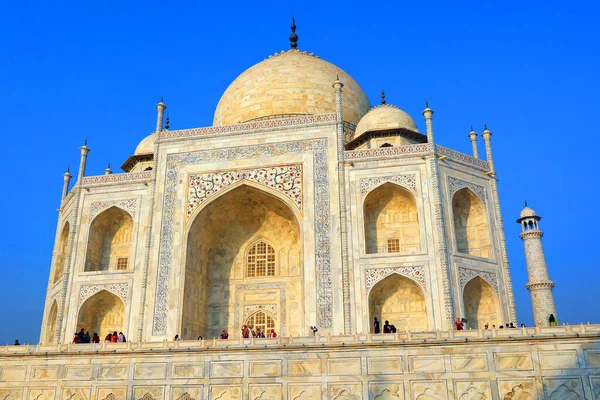 stock image TAJ MAHAL UTTAR PRADESH INDIA - 03 01 2023: View of the Taj Mahal is an ivory-white marble mausoleum on the right bank of the river Yamuna in Agra