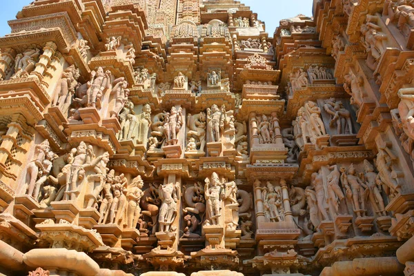 stock image KHAJURAHO INDIA MADYHA PRADESH - 03 03 2023: Khajuraho Group of Monuments are a group of Hindu and Jain temples famous for their nagara-style architectural symbolism and a few erotic sculptures