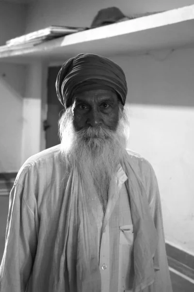 Gwalior Madhya Pradesh India 2023 Portrait Vieil Homme Sikh Barbe — Photo