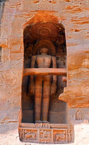 Gwalior India 2023 Gopachal Skalne Rzeźby Jain Pomniki Lub Gopachal — Zdjęcie stockowe