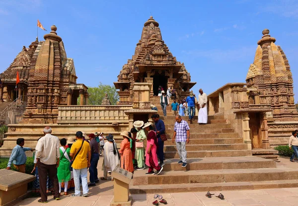 stock image KHAJURAHO INDIA MADYHA PRADESH - 03 03 2023: Khajuraho Group of Monuments are a group of Hindu and Jain temples famous for their nagara-style architectural symbolism and a few erotic sculptures