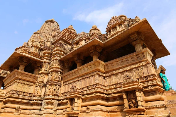 stock image KHAJURAHO INDIA MADYHA PRADESH - 03 03 2023: Khajuraho Group of Monuments are a group of Hindu and Jain temples famous for their nagara-style architectural symbolism and a few erotic sculptures