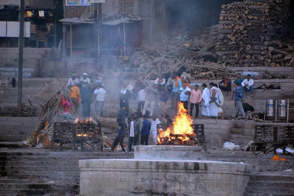 Varanasi Bhojpur Purvanchal India 2023 View Ceremony Cremation Unknown Hindu Stock Photo