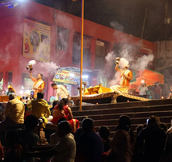 Varanasi Bhojpur Purvanchal India 2023 Varanasi Ganga Aarti Rituales Dashashwamedh — Foto de Stock