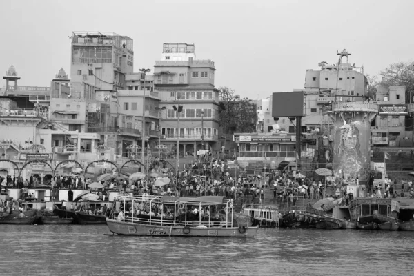 Varanasi Bhojpur Purvanchal India 2023 Священная Религиозная Церемония Арати Люди — стоковое фото
